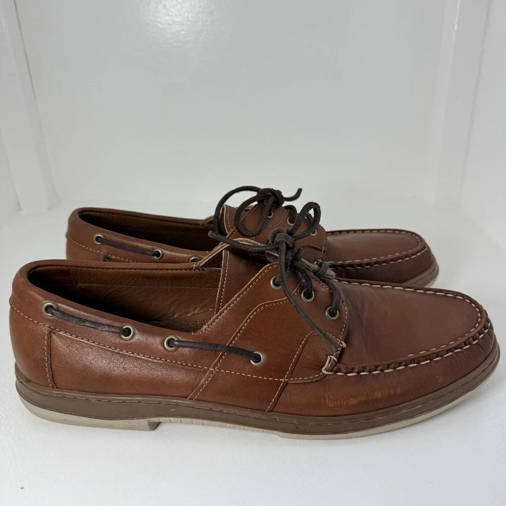 Allen Edmonds Eastport Boat Shoes Men's 13 D Brown Leather Lace Up Loafer